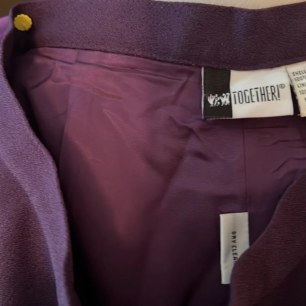 “TOGETHER” purple Berry Pant Suit. Jacket is a size 8, Gaberdine pants size 10 - Picture 6 of 12